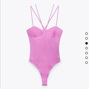 Zara Strappy Satin Effect Bodysuit
